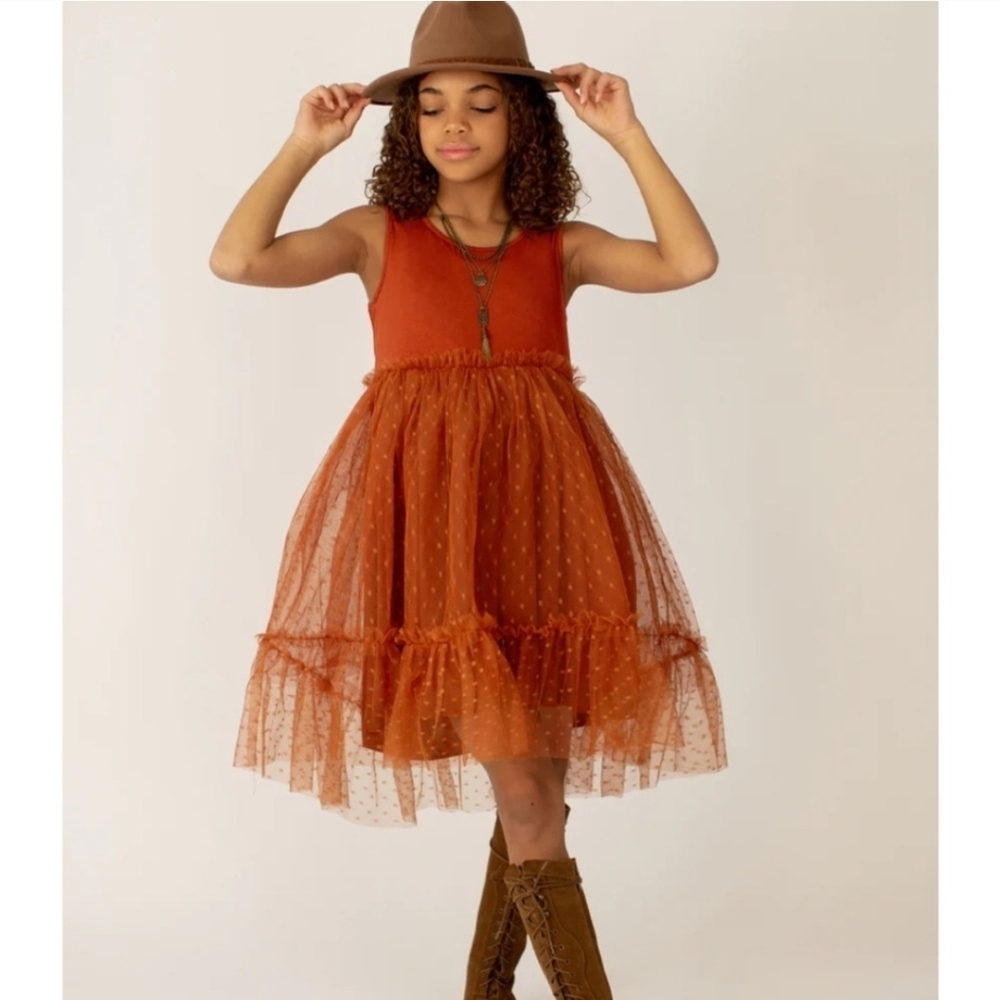 Joyfolie Burnt Orange Leila Dress Size 14